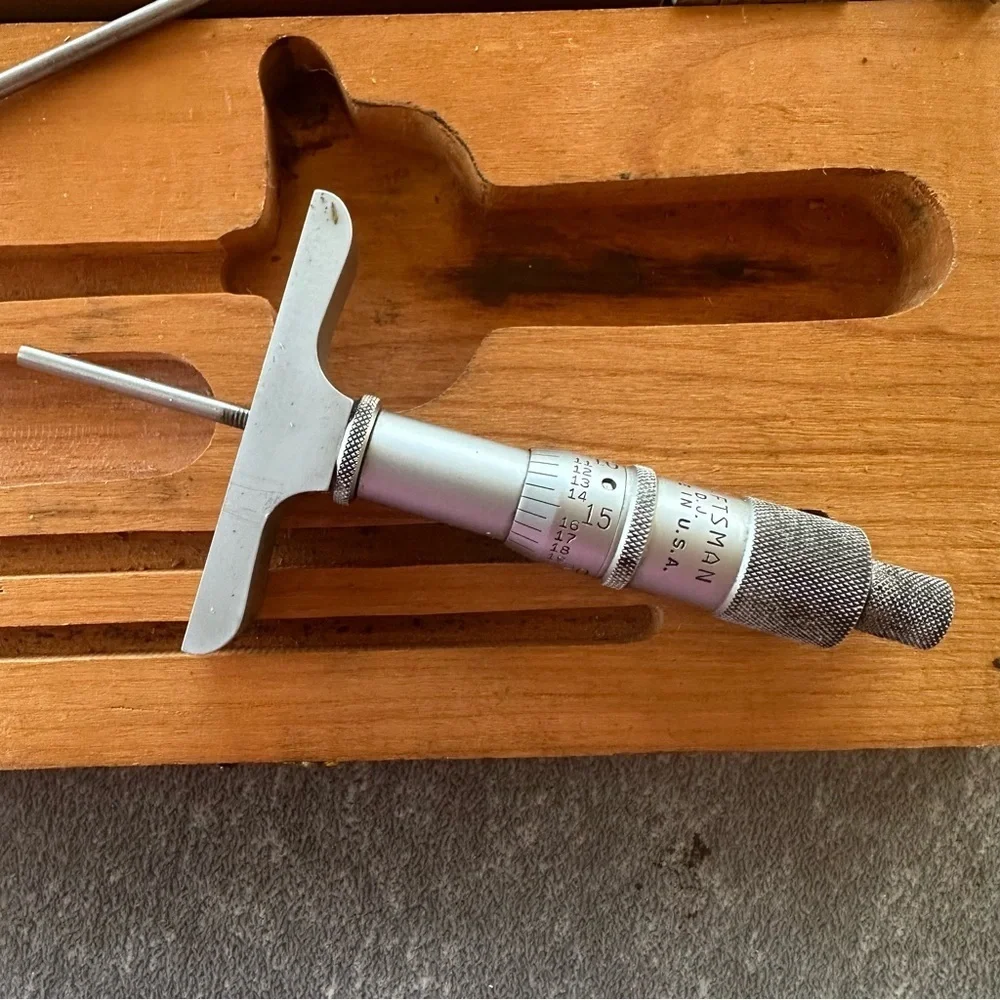 Vintage Craftsman Depth Micrometer Set | Made in USA | Wooden Case - Picture 5 of 11